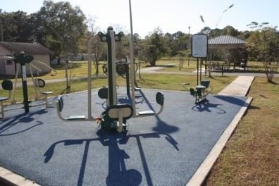 Outdoor fitness equipment at a Moss Point park.