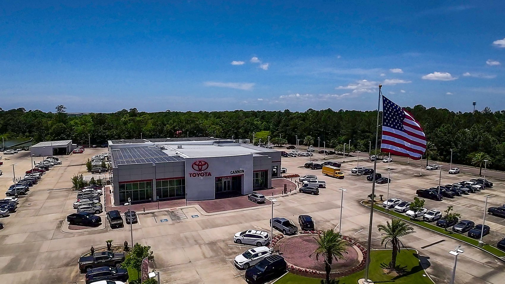 Aerial drone view of the Toyota dealership