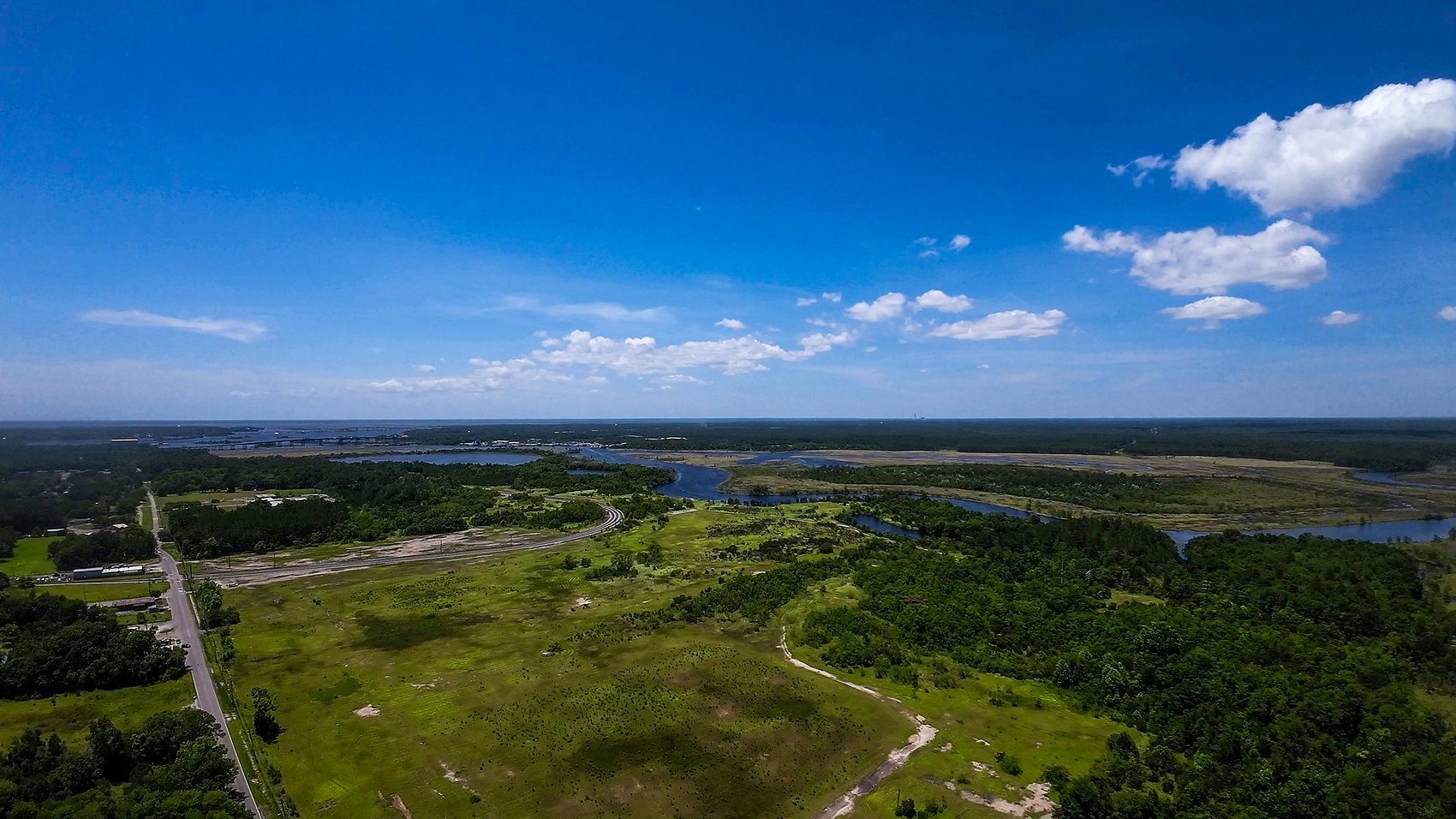 Aerial drone view of the papermill footprint