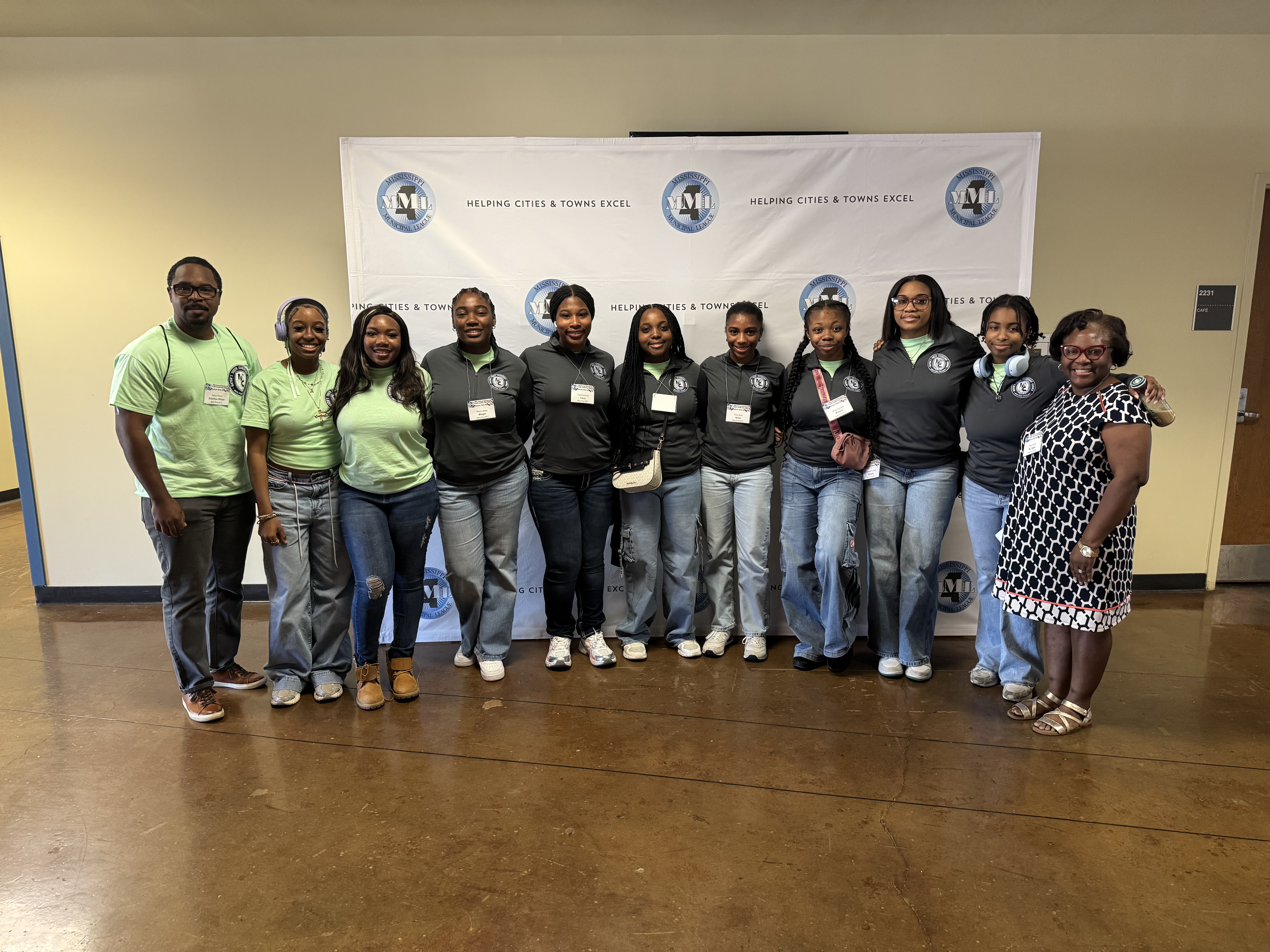Moss Point Mayor's Youth Leadership Council delegates at the 2026 Mississippi Municipal League Statewide Youth Leadership Summit at Jackson State University.