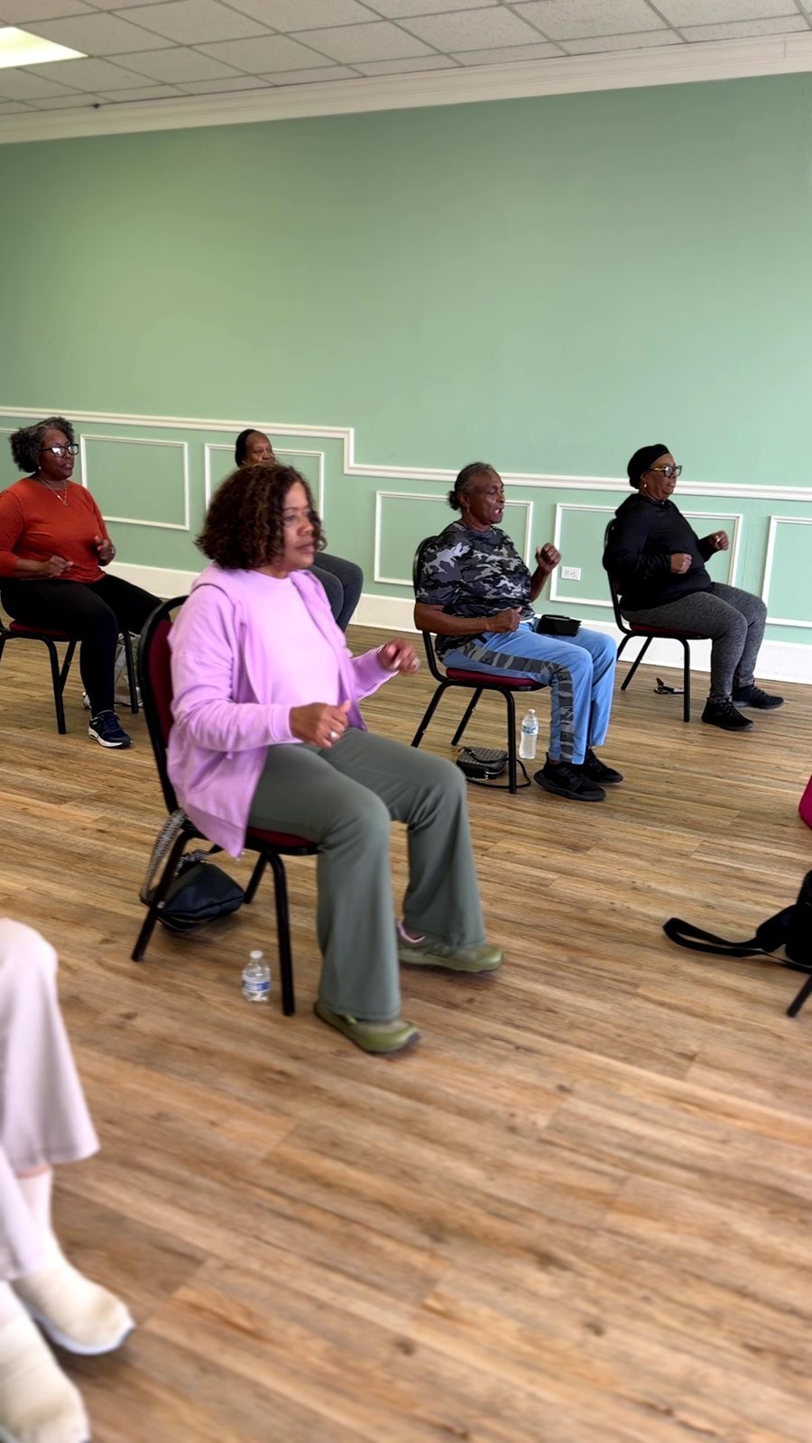 Golden Age Club members in a group fitness class
